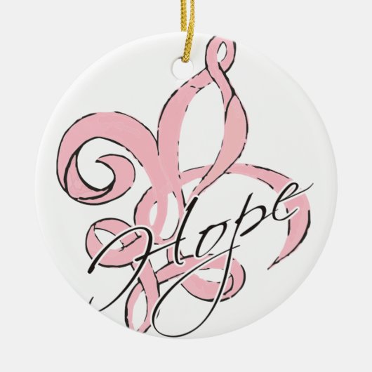 Roze Hope Fleur de Lis Round Ornament (Voorkant)