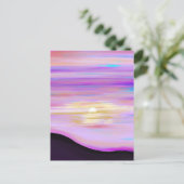 Roze horizons | Waterverf Sunset Painted Briefkaar Briefkaart (Staand voorkant)