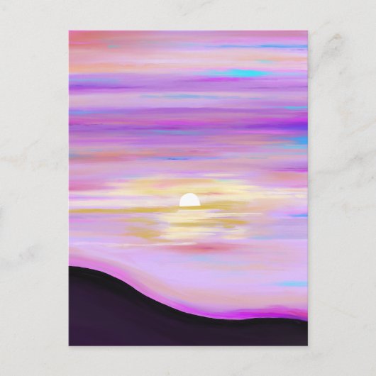 Roze horizons | Waterverf Sunset Painted Briefkaar Briefkaart (Voorkant)