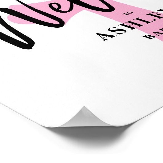 Roze horizontale baptisme welkomstteken poster (Hoek)