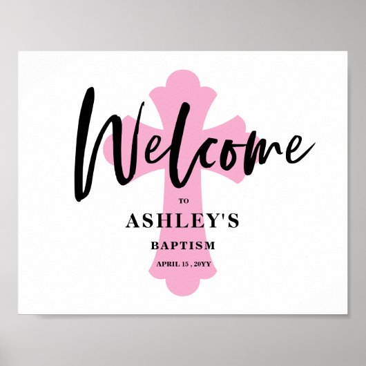 Roze horizontale baptisme welkomstteken poster
