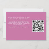 Roze horizontale QR Code Wedding Invitation Kaart (Achterkant)