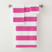 Roze horizontale strepen bad handdoek (Insitu)