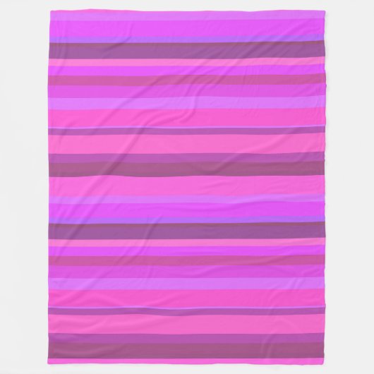 Roze horizontale strepen fleece deken (Voorkant)