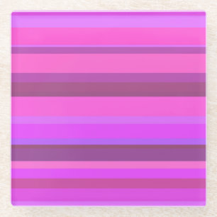 Roze horizontale strepen glazen onderzetter