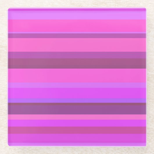 Roze horizontale strepen glazen onderzetter (Voorkant)