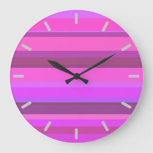 Roze horizontale strepen grote klok (Voorkant)