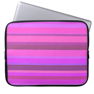 Roze horizontale strepen laptop sleeve