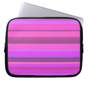 Roze horizontale strepen laptop sleeve