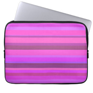 Roze horizontale strepen laptop sleeve
