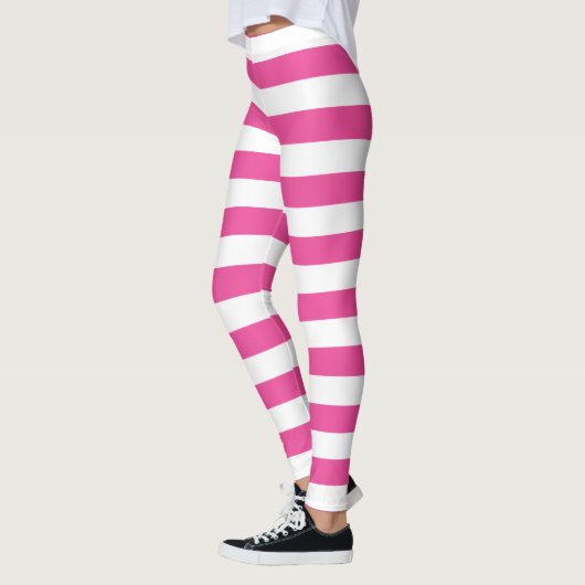 Roze horizontale strepen leggings (Links)