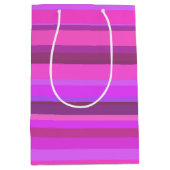 Roze horizontale strepen medium cadeauzakje (Voorkant)