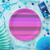 Roze horizontale strepen papieren bordje (Feest)