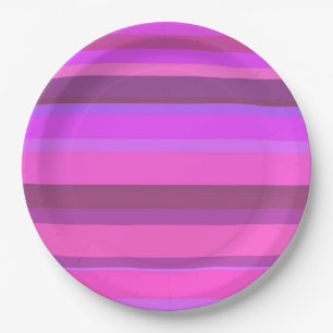 Roze horizontale strepen papieren bordje