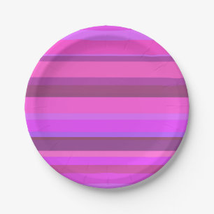 Roze horizontale strepen papieren bordje