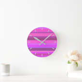 Roze horizontale strepen ronde klok (Huis)