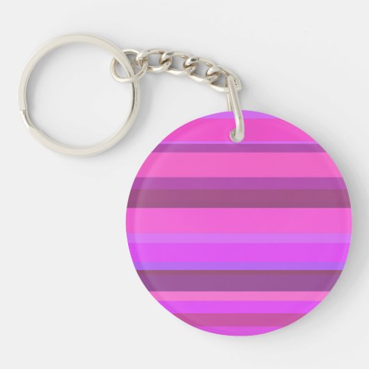Roze horizontale strepen sleutelhanger (Voorkant)