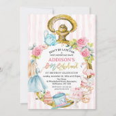 Roze horloge Alice in Onederland 1e verjaardag Kaart (Voorkant)