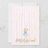 Roze horloge Alice in Onederland 1e verjaardag Kaart (Achterkant)