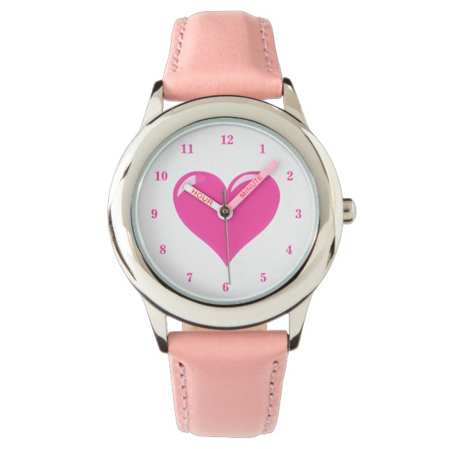 Roze horloge met harten (Voorkant)