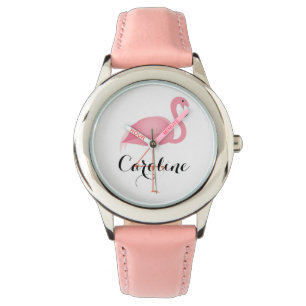 Roze horloge van flamingo girl