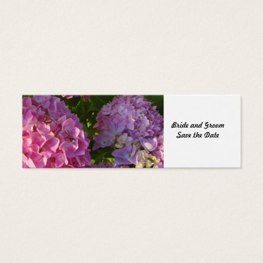 Roze Hortensia Bewaar de Datum Mini Visitekaartjes (Voorkant)
