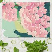 Roze Hortensia Bloem Botanisch Theedoek (Gevouwen)