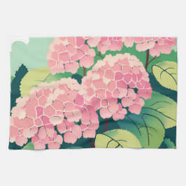 Roze Hortensia Bloem Botanisch Theedoek