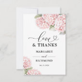 Roze Hortensia Bloem Bruiloft Dankkaart Bedankkaart (Voorkant)