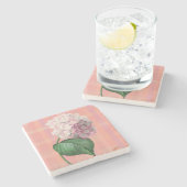 Roze Hortensia Bloem Kunst Onderzetter (Zijkant)