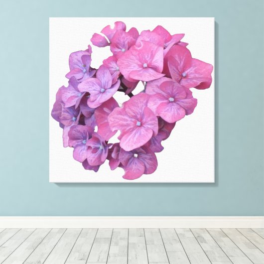 roze hortensia bloem modern floral minimal canvas afdruk (Insitu (Houten vloer))