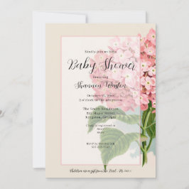 Roze Hortensia Bloemen Baby Shower Kaart