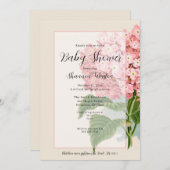 Roze Hortensia Bloemen Baby Shower Kaart (Voorkant / Achterkant)