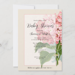 Roze Hortensia Bloemen Baby Shower Kaart