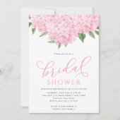 Roze Hortensia Bloemen Kalligrafie Vrijgezellenfee Kaart (Voorkant)