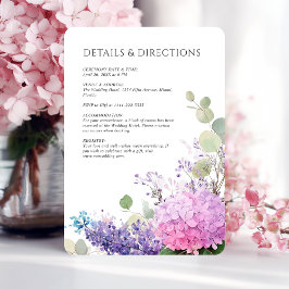 Roze Hortensia Bloemen Watercolor Elegant Huwelijk Informatiekaartje