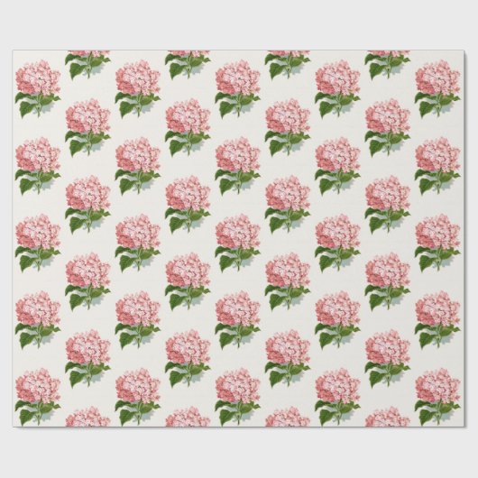  Roze Hortensia Bloemenpatroon Gift Cadeaupapier (Vlak)