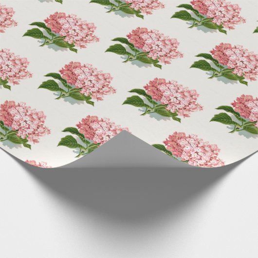  Roze Hortensia Bloemenpatroon Gift Cadeaupapier (Hoek)