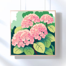 Roze hortensia bloemenschilderij