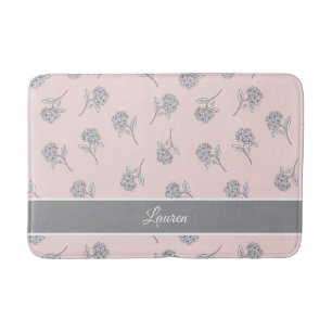Roze Hortensia Bloempatroon Monogram Badmat