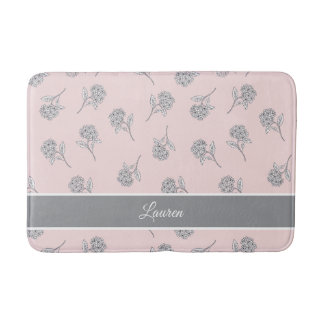 Roze Hortensia Bloempatroon Monogram Badmat