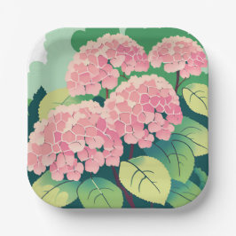 Roze Hortensia Bloemrijke Elegante Tuin Papieren Bordje