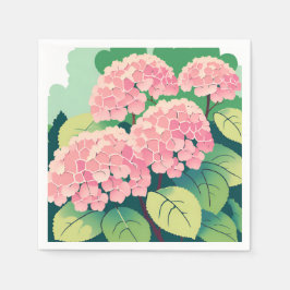 Roze Hortensia Bloemrijke Elegante Tuin Servet