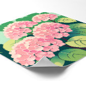Roze Hortensia Bloemschildering Poster (Hoek)