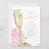 Roze Hortensia Bloesems Laten we Feesten Kaart (Voorkant)