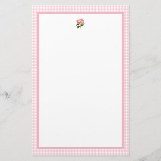 Roze Hortensia Briefpapier (Voorkant)
