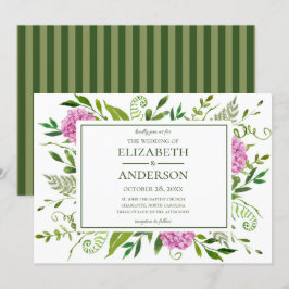 Roze Hortensia Bruiloft Kaart