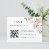 Roze Hortensia Bruiloft QR Code RSVP Kaart (Staand voorkant)