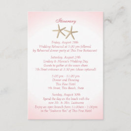 Roze Hortensia Bruiloft Strand Intinerary Kaart