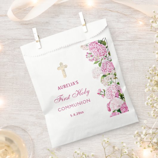 Roze Hortensia Eerste Communie Bedankzakje (Geknipt)